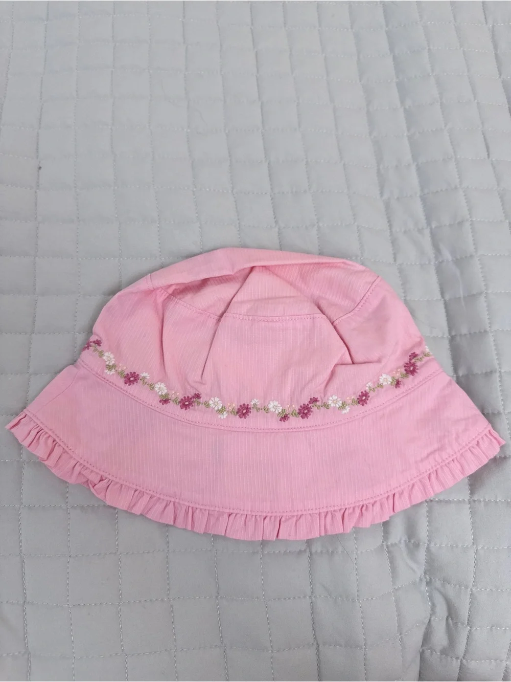 Janie and Jack Floral Ruffle One-Piece Swimsuit 12-18 mo. with Pink Sun Hat